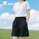 特步运动套装女夏季宽松跑步健身运动服冰丝速干薄款短袖短裤两件套女 正黑色/宽松休闲-拉链口袋 M /165