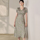 ROEYSHOUSE ROYE Elegante Vestido floral de cuello en V para mujeres 2025 Summer NUEVA MANAGA DE MANAJA Cerrada a mitad de largo 12138 Floral S