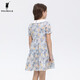 POLOWALK Cotton Summer Children's Clothing Girls Dress 25 Summer New Vacation Style Printed Versatile Skirt Blue 110