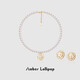 Amber Lollipop light luxury pearl necklace set female camellia pendant earrings anniversary birthday gift for girlfriend and wife