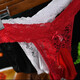 Universal sexy underwear men's lace triangle shorts sexy egg-filled thong men's big airplane masturbation props red lace-balls XL size 145-180Jin Jin equals 0.5 kg