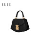 ELLE Fashion Light Luxury Handbag Designer's Litchi Pattern Exquisite Crossbody Bag 46862 Official Flagship Authentic Classic Black