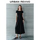 UR2025 Herbst Neue Frauenkleidung Einfaches einlange schlankes, hüftgetreues Kleid UWM750116 Schwarz M.