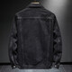 Autumn and winter warm denim jacket men's trendy brand large size velvet thickened handsome jacket men's slim work clothes J16 velvet black velvet 2XL (recommended 135-145Jin Jin equals 0.5 kg)