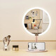 Cosmetic mirror with light led desktop beauty mirror dormitory three-color smart supplementary light mirror student portable charging gift girl pink smart three-color cosmetic mirror + makeup pen barrel plus large gift box