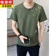 Hengyuanxiang nueva camiseta de manga corta de estilo en V de estilo en V para ropa de verano para hombres 2025 Nueva camiseta para hombres de bambú transpirable 9856 Caki M