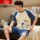 Langsha Pajamas Men's Summer Cotton Shorts à manches courtes pour les vêtements de jeunesse des jeunes élèves Large grande taille mince Suit pour hommes d'âge moyen H9928 (shorts à manches courtes) L (100-120 Jin [Jin est égal à 0,5 kg]))