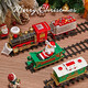 Jihu Christmas Electric Train Track Car Toy Boys Set Simulierte Hochgeschwindigkeits-Schiene-Kinder-Retro-Dampfzug mit verbesserter Fernbedienung Version Raucher Retro Front + 8-Charakter-Schiene + offizielle Standardkonfiguration