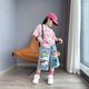 
Girls Summer Set 2025 New Fashionable Girls Fashionable Street Short Sleeve Children's Cartoon Jeans Two-Piece Set Set Thin 160