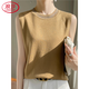 Langshas neuer Diamant-Wolle-Hosenträger für Frauenanzug mit runden Hals schwarzer Weste ärmellose Pullover-Basishemd Beige S 85-100jin [Jin entspricht 0,5 kg]