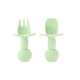 Children's Bear Fork Spoon Set Baby Eating Training Silicone Licking Spoon Silicone Fork Spoon Baby Supplementary Tableware Spoon Military Green Fork Spoon