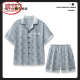 Langsha (Langsha) pijama de seda de hielo para el verano de hombres 2025 pantalones negros de manga corta para hombres de verano para hombres.