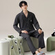 
100% pure cotton men's pajamas spring and autumn lapel long sleeve trousers cotton suit for middle-aged and young people to go out loosely T16802 men's style [long sleeve + trousers] L [120Jin[Jin equals 0.5 kg]]