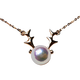 Only double aurora goddess Japanese akoya sea water pendant 18k rose gold antler necklace is round and fashionable 18k rose gold integrated chain + akoya flower beads 9.5-10mm