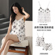Palando summer ladies suspender pajamas with chest pad sexy lace suit 2025 new ice silk cool feeling girls home clothes M9901 ink flower L