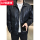 Hengyuanxiang Men's Leather Jacket Spring 2026 New American Fashion Brand Casual Lapel Men's Pilot Motorcycle Leather Jacket Brown XL
