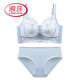 浪莎（LangSha）内衣女小胸显大加厚聚拢无钢圈调整型收副乳防下垂透气文胸蝴蝶结 蓝色套装 80B 36【聚拢上托】