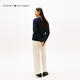Tommy Hilfiger [Kabeltextur] 25 neue Herbst- und Winter -Streifenpullover für Frauen mit fester Farbe Runde Hals Strickjacke [Kabel -Strickjacke] Marine Blue DW5 XS (Empfohlen: 100 Jin [Jin entspricht 0,5 kg] oder weniger)