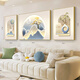 Mao Jiujiang Cream Style Furui Continuous Living Room Decoration Painting High-end Sofa Background Wall Hanging Painting Triptych Mural