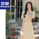 ROMON (ROMON) 2025 Summer New Design Traje Vestido con ajuste delgado de la cintura y temperamento delgado y falda a largo plazo amarillo brillante 2xl 130-140Jin [Jin equivale a 0.5 kg]
