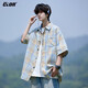 CLOR plaid short-sleeved shirt men's summer ins loose casual shirt American retro jacket CLCX10 yellow XL