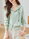 QIAFAN Spring 2025 new hooded knitted cardigan for women casual loose zippered sweater jacket for women spring and autumn clothing Mint green M [90-105Jin[Jin equals 0.5 kg]]