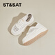 Samstag Brettschuhe für Frauen dickes alleiniges Netz atmungsaktiv und leichte Feste Farbe Kleine weiße Schuhe 2025 Sommer neuer modischer Outdoor -Freizeitschuhe Aprikosenfarbe 38 (240 mm) Standardcode
