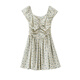 Banana cici 2025 Sommer Neue französische Taillenschleife kurzer Rock kleiner frisch plissierter Blumen-A-Line-Kleid C252ly683 Hellblau M.
