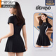 
Modal swimsuit women's high-end 2025 new model of slightly fat girl covering her flesh to make her look slim and conservative one-piece large size fat mm swimsuit black [swimsuit + wet and dry separation bag] two-piece set XL