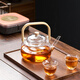 SUSHI CERAMICS teapot thickened high borosilicate glass teapot flower teapot wooden handle teapot 1000ml