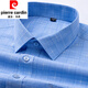 Pier Cardin high-end cotton short-sleeved shirt men's summer new middle-aged business casual professional formal shirt solid color top DX6630 blue cross plaid M 39 [120-130Jin [Jin equals 0.5 kg] wear]