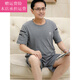 Fickan Pajamas for Seniors 60-70 Years Old Male Middle-aged and Elderly Dad Men Summer Shorts Shorts Thin Summer Two-Piece Set NJR-HDE9930 L [Soft and Skin-friendly, Comfortable Pure Cotton]