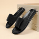 
HANG TEN slippers men's 2025 summer new genuine leather breathable outer wear non-slip flops fashionable and trendy versatile men's slippers black 40 (leather shoe size)