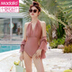 
Modal sexy bikini one-piece swimsuit for women summer 2025 new slim and gathering hot spring swimsuit 12213 brown S [suggested 80-90Jin [Jin equals 0.5 kg]]