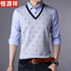 Hengyuanxiang hommes faux pull en deux pièces automne t-shirt à manches longues pull décontracté.