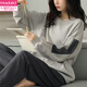 Modal Cotton Pyjamas mit Brustpolster für Frauen im Frühling und Herbst-Langarm können an der Außenseite des koreanischen Cartoons niedliche Baumwoll-Kleidungsstück 9207 (mit Brustpolster) 2xL [vorgeschlagen 135-145jin [Jin gleich 0,5 kg]] getragen werden.