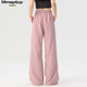 MMOPTOP American ice silk thin quick-drying work pants for summer women's slimming wide-leg casual pants MNK01 lotus pink S