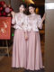 New Chinese bridesmaid dress pink 2025 new long-sleeved sister group cheongsam engagement dress daily wearable in autumn and winter Pink-Crane Gold-A Style L 100-110Jin Jin equals 0.5 kg