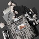 MAH Sheep House Co-branded Niche Design Schoolbag Women's Sensor Commuter Simple Large Capacity Backpack Men Jazz Black and White Pattern
