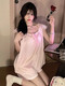 莫代尔冰丝睡衣女款夏季2025新款小飞袖带胸垫高级感女士大码短袖家居服 JDX_9227#背心套蓝色(带固定胸3 M