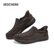 Skechers flash shoes for men 2025 new autumn velvet warm casual walking shoes one-leg loafers 205606
