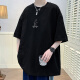 叮噜鱼宽松男士短袖重磅T恤男夏季港风上衣服凉感透气青少年五分半袖男t 3899粉红 3XL (约200-220斤可穿)