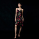 
Da Vinci password pajamas for women 2025 summer new imitation silk jacquard sling nightgown with chest pad home clothes birthday gift box Black gold rose L (100-120Jin [Jin equals 0.5 kg])