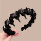Princess of Paris headband for women 2025 new high-end rhinestone light luxury fashion fluffy high skull hairpin face wash headband black pleated rhinestone headband