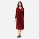 Kelaitier [multicolore] 2025 AUTOMNE NOUVEAU Tempérament de velours robe à manches longues pour les femmes rouge vif M