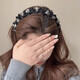 Princess of Paris headband for women 2025 new high-end rhinestone light luxury fashion fluffy high skull hairpin face wash headband black pleated rhinestone headband