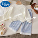 
Disney baby girl spring and autumn suit 2025 new bow printed sweatshirt fashionable lace plaid casual pants two-piece set 1050-set 100 Recommended 90-100cm 1 and a half years-2 years old