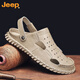 Jeep (Jeep) Sandalias Baotou para hombres de doble uso de hombres 2023 Summer NUEVO estilo al aire libre Driver de dos lados Sandalias de cuero de playa transpirable 12033 Hy Black 40