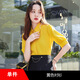 FHHUABD黄色衬衫女短袖2025春夏新款时尚洋气上衣气质职业装雪纺衫白衬衣 白衬+1098黑裙 S