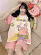 可爱hellokitty睡衣女款纯棉夏季短袖薄款加大码200斤学生家居服 QYS9920 M （适合80-100斤）
